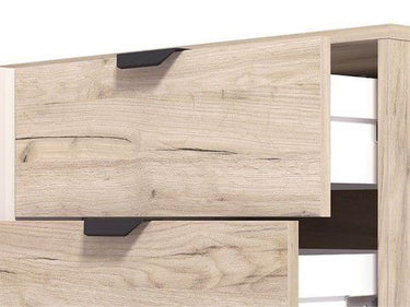 Evandria Grey Oak Effect and Cashmere Slatted Sideboard with Two Doors, Four Drawers - UK Luxury Furniture